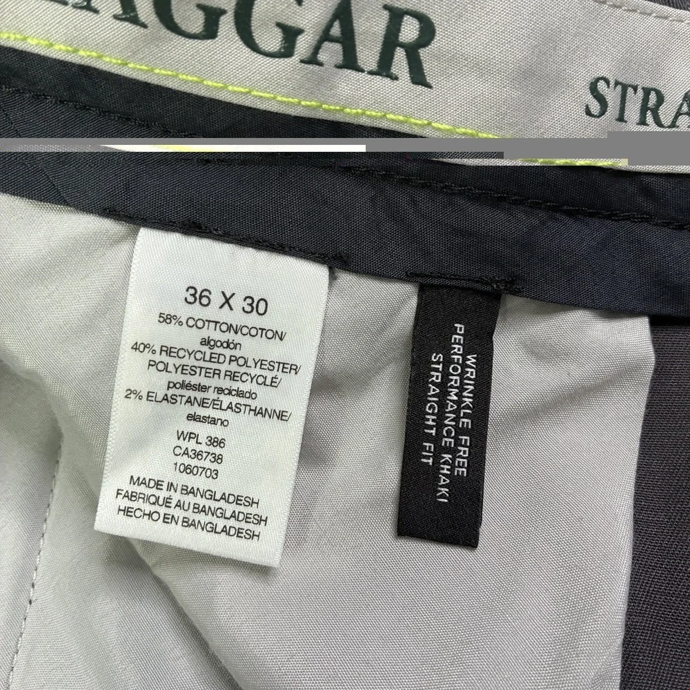 Haggar Performance Khakis Men's Size 36x30 Dark Gray Straight Fit Comfort Waist